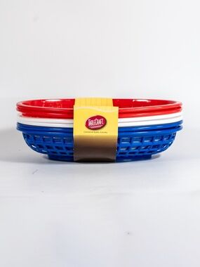 6 Burger Baskets Set Tablecraft Oval Picnic Fries Food Truck Reusable Plates NEW
